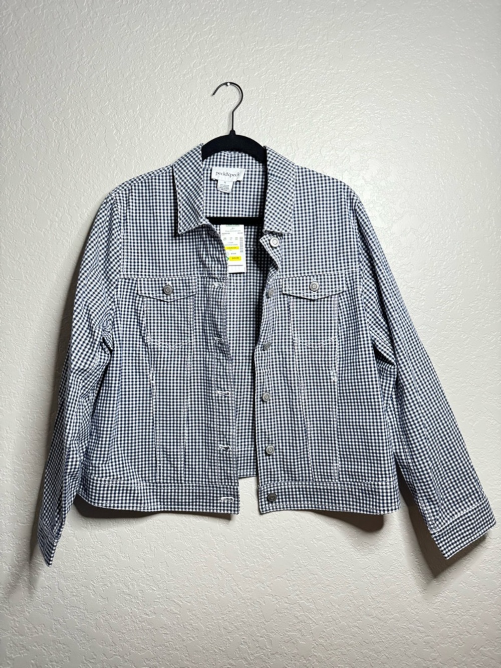 Peck&Peck Black and White Gingham Button-Front Jacket